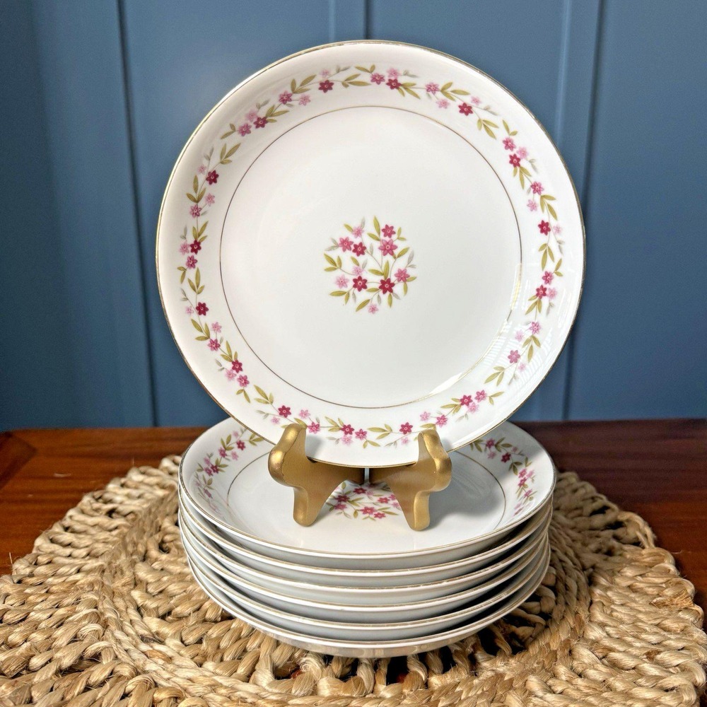 Valmont Essex Coupe Soup Cereal Bowls Set‎ 7 Japan Floral Gold 7.5 in